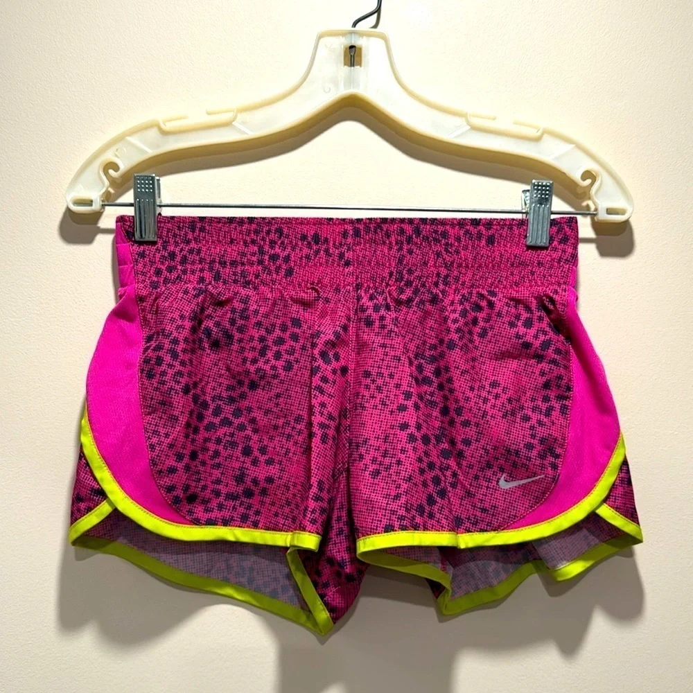 🔥Nike Pink and Black Running Shorts with Yellow Trim🔥